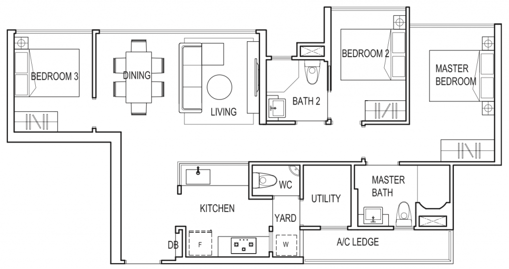 Symphony Suites Floor Plan - C1 3 Bedroom Premium 83 sqm 893 sqft