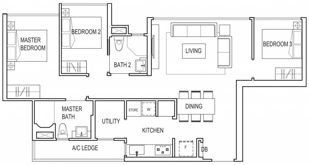 Symphony Suites Floor Plan - C1a 3 Bedroom Premium 83 sqm 893 sqft