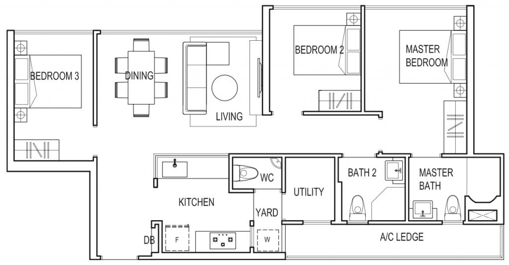 Symphony Suites Floor Plan - C2 3 Bedroom Premium 85 sqm 915 sqft